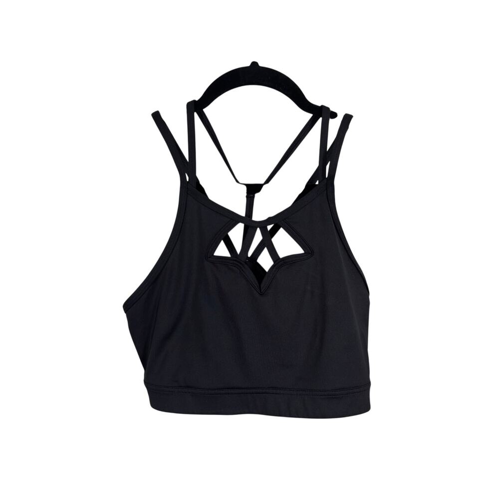 Victoria Sport Sports Bra Womens Medium Black High Neck Caged Strappy Cross Back